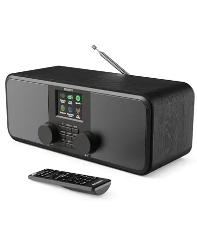 Radio Internet WiFi con Bluetooth | Radio Dab+ y FM | 2.0 Altavoces Estéreo | Spotify Connect y Podcasts | Mando a Distancia Incluido o Control con la Aplicación OKTIV | MAJORITY Rostock