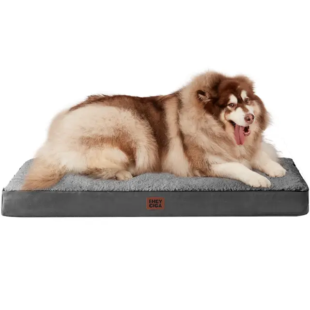 EHEYCIGA Cama Perros Extra Grande XXL Ortopédica, 120x74x9cm Colchon Perro con Espuma De Caja De Huevos, Colchoneta Perro Lavable para Jaula, Dog Bed, Gris