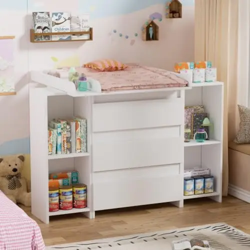 msfe 2 en 1 cambiador bebe mueble con 3