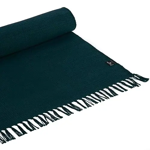 Yoga Studio Alfombra de yoga orgánica - 196 cm x 70 cm alfombra de yoga con borlas, alfombra de yoga de algodón para meditación, relajación, yoga caliente