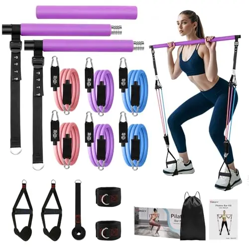 Fokky Gomas Elasticas Musculacion, 5 Diferentes Niveles de Bandas Elasticas Musculación con Anclaje para Puerta, Asas, Correa para Tobillo, Ideal para Pilates, Yoga, Desarrollo Muscular