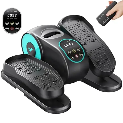 MERACH Máquina Elíptica Eléctrica, Mini Elíptica Bajo Escritorio para Hogar, Mando, Pantalla Grande, Base Antideslizante, 12 Vel., Silenciosa, Portátil, para Mayores y Rehabilitación de Piernas
