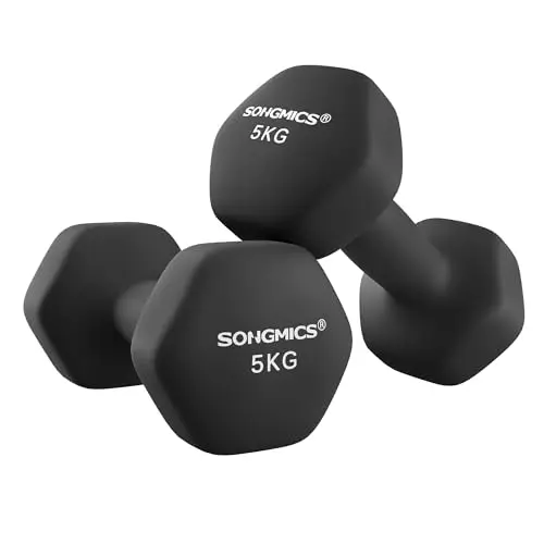 SONGMICS 2 mancuernas hexagonales con revestimiento de neopreno para entrenamiento de fuerza, fitness y hogar