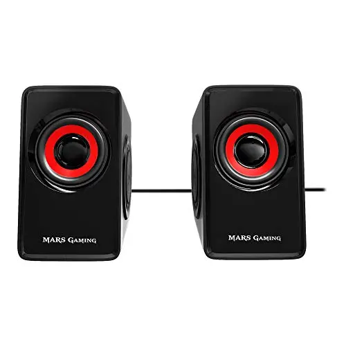 MARSGAMING MS1, altavoces 10W, subwoofer, Jack 3.5mm, Pc/Mac/smartphone/tablet, Negro/Rojo