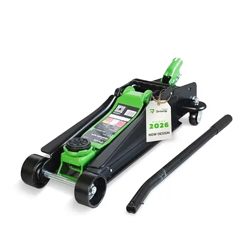 Gato Hidráulico de Carretilla 2,5 T con Maletín – Perfil Bajo, Altura 85-380 mm – Elevación Rápida, Almohadilla de Goma y Ruedas 360° – Gato para Coches y SUV, Ideal para Cambio de Rueda