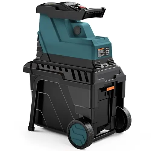 DOVAMAN GT10 Trituradora de Ramas, Motor 2800W sin Escobillas, Rodillo de 6 Dientes, Hasta 45mm, Caja 55L, Silenciosa, Ideal para Jardines - con Protección de Sobrecarga
