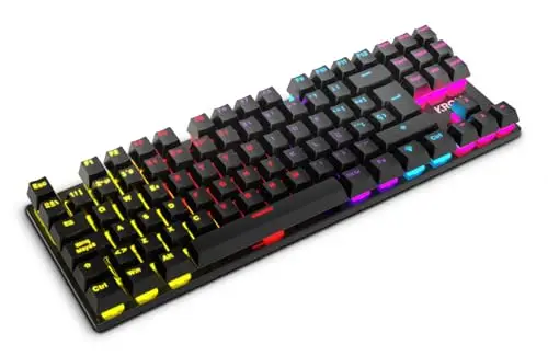 KROM KASIC TKL – Teclado mecánico Gaming RGB tenkeyless con Layout español, switches Rojos, retroiluminación Rainbow, 25 Teclas Anti-ghosting y 12 Multimedia, Modo Juego, USB – Negro