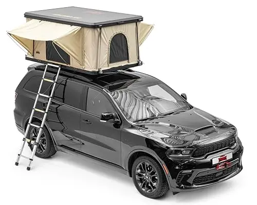 Dragon Winch Tienda de Techo para Coche 2 Personas Techo Duro de Aluminio con colchón, Escalera telescópica, Bolsillos para Accesorios y mosquiteras | Impermeable | Tienda de campaña | Type R