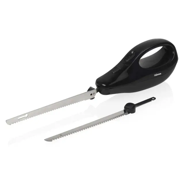 Tristar EM-2107 Cuchillo eléctrico para todo tipo de alimentos, set de 2 cuchillas extraíbles y fáciles de usar y limpiar, sistema de seguridad, 120 W