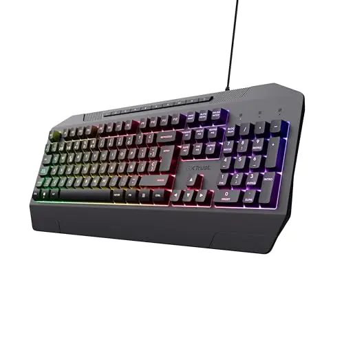 Trust Gaming GXT 836 Evocx Teclado Gaming QWERTY Español, 78% Plástico Reciclado, Teclas de Membrana, Iluminación RGB, Anti-Ghosting, Teclado Gamer con Cable USB, PC/Ordenador - Negro