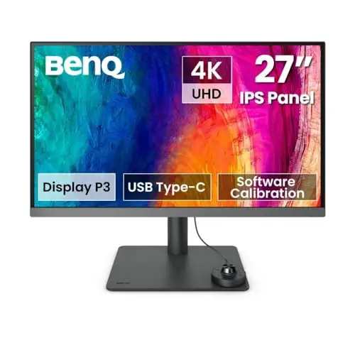 BenQ Creative Pro PD2706U Monitor 4K de 27 Pulgadas, USB-C de 90 W, UHD, P3, DisplayHDR 400, Panel IPS, calibrado fábrica, DualView, Darkroom, Animación, CAD/CAM, ePaper, Hotkey Puck G2 y KVM