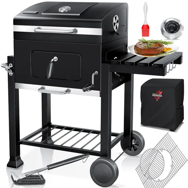 kesser barbacoa de carbón con carrito