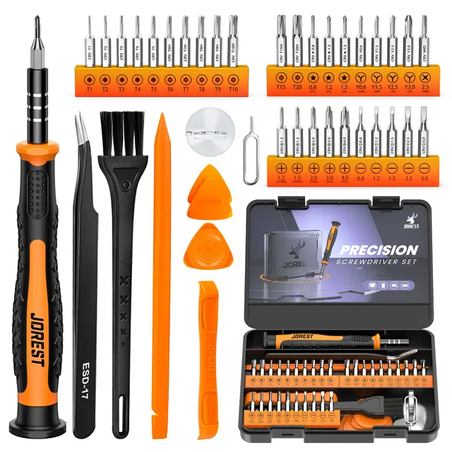 JOREST 40Pcs Destornilladores Precision Kit, Set Herramientas con Torx T1 T2 T3 T4 T5, TR6 T7 T8 T9 T10 T15, Triwing Y00, P2/P5, -1.0/2.0, etc, per Switch, PS4, Joycon, Xbox, PC, Mac, Laptop, Gafas