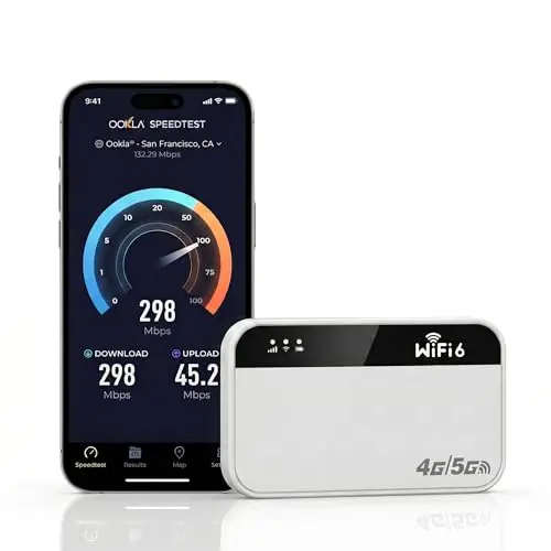 Router WiFi 5G Portátil Ultraligero,Batería 3000mAh hasta 14h de Autonomía, Conexión WiFi para 32 Dispositivos, Seguridad WPA2,Compatible con Todos los Operadores, Viajes y Teletrabajo-M2