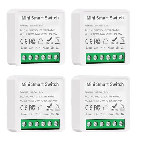 4Pcs Interruptor Inteligente Wifi, Interruptor Wifi Smart Life Compatible con Alexa y Google Home, Función de Temporizador Interruptores Inteligentes