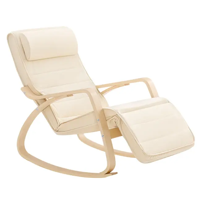 sobuy fst16-w mecedora con cojín beige