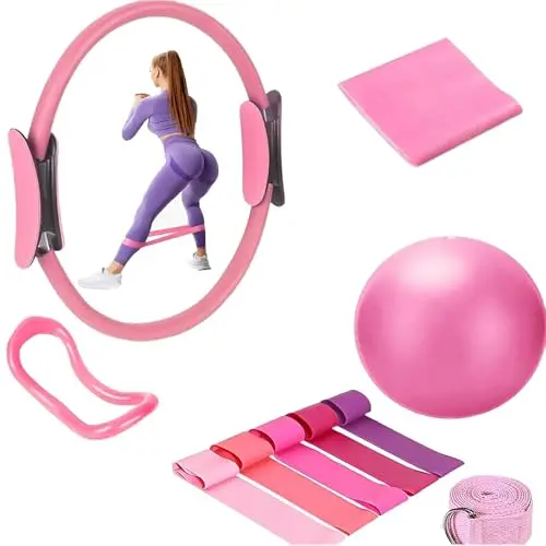 Jiahuade 10 Piezas Juego de Anillos de Pilates,Anillo de Pilates, Anillo Circular de Pilates,Kit Esencial de Pilates,Pilates Ring for Women,Aro de Pilates,para Ejercicios de Pilates, Yoga,Gimnasia