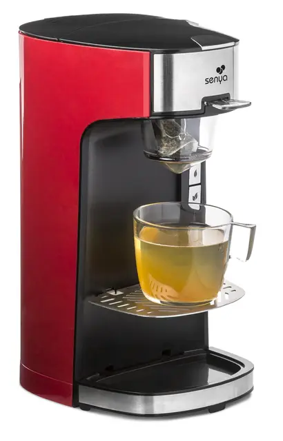 Senya Máquina de Té Tea Time, Tetera Eléctrica Compatible Con Té Suelto O En Bolsita, Roja