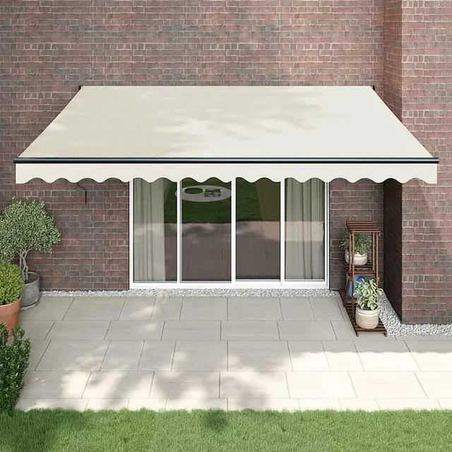 Brokky Toldo Motorizado 4X 3 m Toldo Articulado Eléctrico con Mando a Distancia para Terraza, Jardín-Crema-4 x 3 m-Marco Antracita