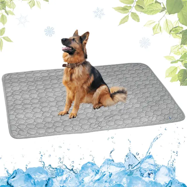 Colchonetas Refrescante para Perros, Alfombrilla para Perros en Verano, Alfombra de enfriamiento para Gatos Seda de Hielo, Esteras Autoenfriamiento para Mascotas Lavable(Gris,70x100cm)