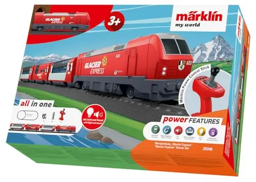 Märklin My World 29348 Glacier Express - Kit de iniciación (Funciona con batería, Cable USB y acoplamientos magnéticos, H0)