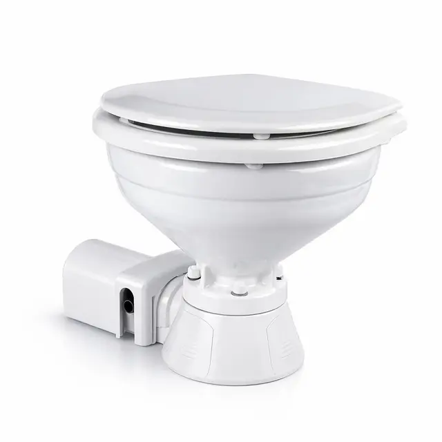 NAVPOWER Inodoro eléctrico de 12 V con taza compacta, escape automático, bomba integrada y funcionamiento silencioso para barco, autocaravana y vehículos de ocio