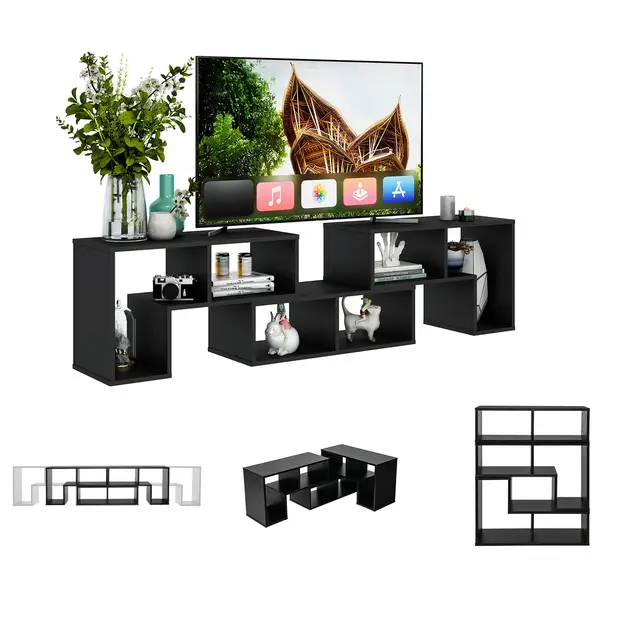komfotteu qe09327 mueble tv negro
