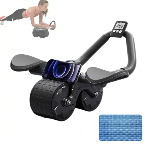 𝗥𝗼𝗱𝗶𝗹𝗹𝗼 𝗔𝗯𝗱𝗼𝗺𝗶𝗻𝗮𝗹 con Rebote Automático. Rueda para ABS. Kit para Entrenamiento en Casa con Rodillera y Cronómetro Incluidos. Deporte para Principiantes en el Hogar.