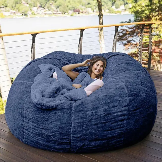 gwfblid puf gigante xxl terciopelo azul