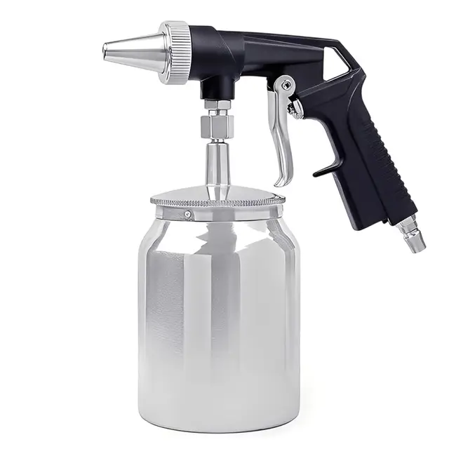 Pistola de chorro de arena, presión de trabajo de aire comprimido, 6,2 bar, dispositivo de chorro de arena portátil, pistola de chorro de arena de 1000 cc, capacidad de aluminio para pulir, alisar