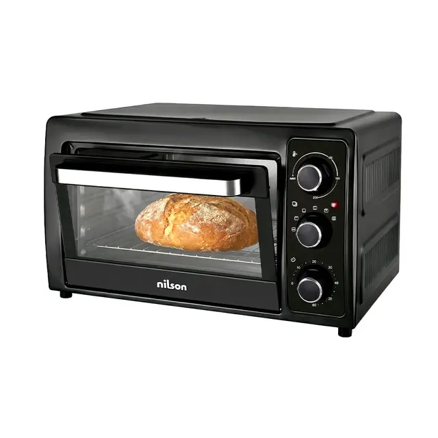 Horno de Sobremesa 28 L, Convección, 1500 W, 5 Funciones de Cocción, Control Mecánico, NHS2800N, Termostato Ajustable, Temperatura Máxima 230º, Temporizador 60 min, Incluye Piedra de Pizza