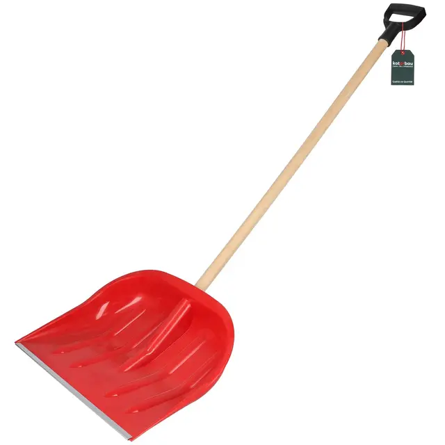 KOTARBAU® Pala de Nieve, Pala con Mango de Madera, Pala con Mango de Anilla, Pala quitanieves con Mango en D, 47cm de Ancho, Pala de plástico Resistente con Borde de Aluminio, Palas Nieve