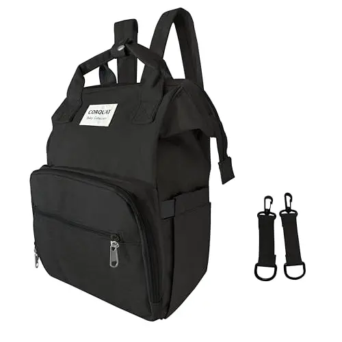 Mochila pañalera con diferentes espacios de almacenamiento y correas para el cochecito, ideal para llevar tu cambiador bebe portatil, funcional bolso carro bebe.