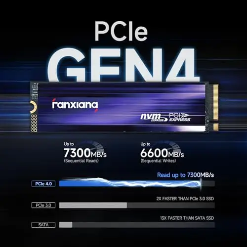 fanxiang SSD 4TB PCIe 4.0 NVMe SSD M.2 2280 Disco Duro Interno- hasta 7300 MB/s Compatible con Escritorio y portátiles, ssd ps5
