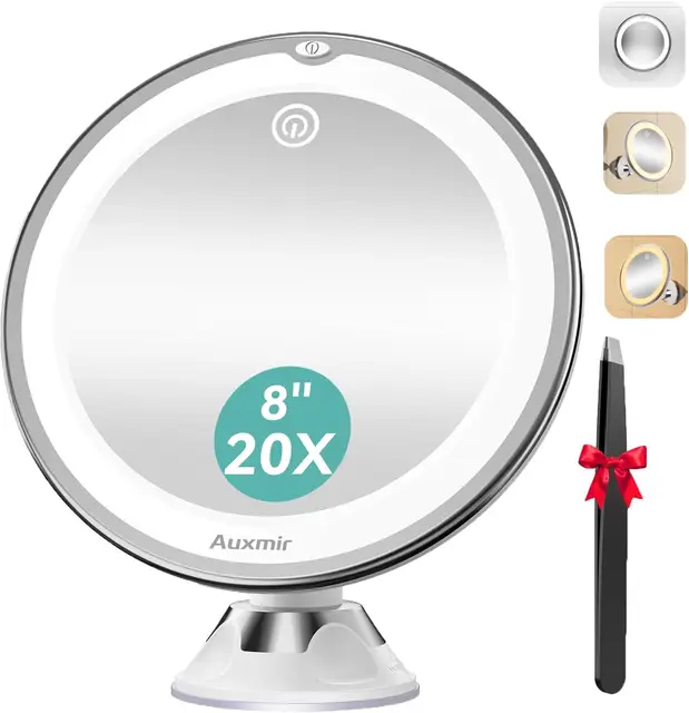 auxmir espejo maquillaje 20x led