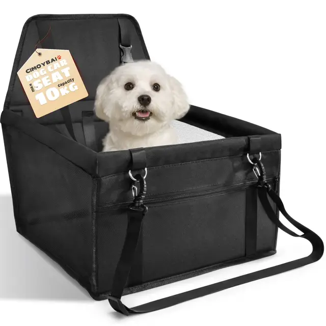 CIMOYBAI Asiento de Coche para Perros Extra Estable, Trasero para Pequeños y Medianos, Oxford Transpirable, Lavable, Plegable (Schwarzer, L)