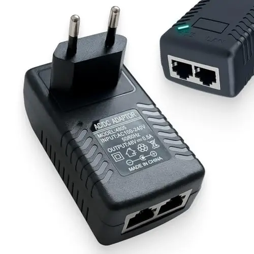 Gigabit - Adaptador de inyector PoE (48 V, 30 W, para dispositivos con estándar 802.3af, Gigabit Ethernet 1000 Mbps, compatible con dispositivos PoE, RJ45)