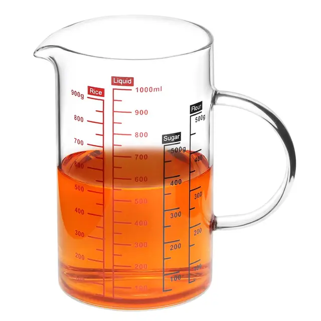 qwork vaso medidor 1l vidrio