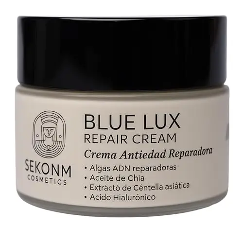 Sekonm - Crema Antiarrugas Mujer | Crema de Cara Mujer con Centella Asiática, Ácido Hialurónico, Algas reparadoras y Aceite de Chía | Reafirmante Facial Antiedad | 98.5% Cosmetica Natural y Vegana