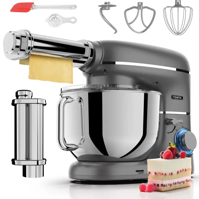 Batidora Amasadora con Máquina Pasta Fresca – 2000W – Robot de Cocina con Laminadora de Masa - 6,2L Bol (Antracita)