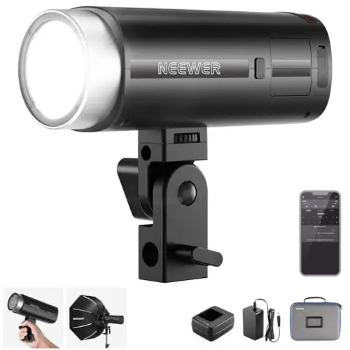 NEEWER Q200 120Ws 2.4G TTL Flash Strobe Exterior Estudio Strobe App Control, Compatible con Godox, HSS 1/8000s,Monoluz Fotografía Batería 3000mAh 10W Modeling Lamp/420 Destellos/Reciclaje 0.01~1.5s