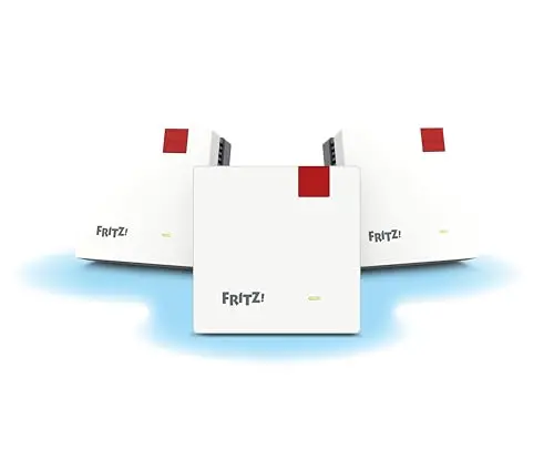 FRITZ!Mesh Set 1600 Pack de 3 Unidades | Wi-Fi 6 Estable con hasta 3.000 Mbps | Cobertura Wi-Fi para 5 a 7 Habitaciones | Ideal para tu Router de Internet o módem de Fibra óptica (ONT)