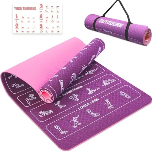 Esterilla Yoga,Esterilla Fitness Antideslizante,TPE Colchoneta Gimnasia, para Pilates,Deporte,Gimnasia,Estiramientos, Esterilla Deporte con bandolera 183x61cm