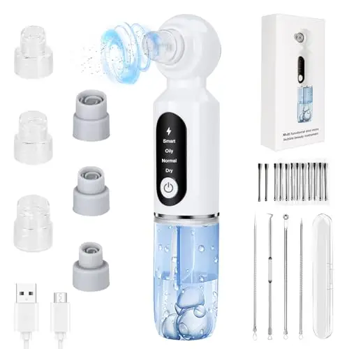 UCAMP Succionador de Puntos Negros,Limpiador de Poros,Blackhead Remover Extractor Puntos Negros,Negro Limpiador Facial Electrónico para Limpieza Facial para Quitar Punto Negro Acne Comedones