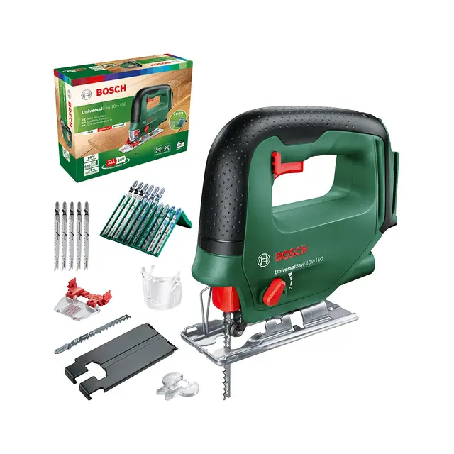 Bosch sierra de calar a batería UniversalSaw 18V-100 (sin batería, sistema de 18 V, con juego de 15 hojas de sierra de calar, en caja) – Edición de Amazon