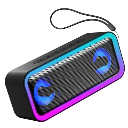 Altavoz Bluetooth Portátil Potente 40W, Altavoces Bluetooth 5.4 con Emparejamiento TWS,7 Cambios RGB, 30 H Reproducción, Impermeable IPX7, Speaker de Exterior para Viajes/Deportes/Fiestas/Ciclismo