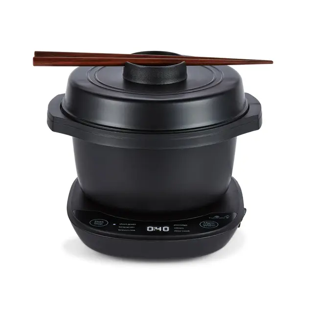 Yum Asia Kotori Mini olla de arroz Donburi con lógica difusa avanzada, cuenco de cerámica ninja (1 taza, 0,18l), 3 funciones de arroz, 3 funciones multicocina, pantalla LED, 220–240V (Negro antracita)
