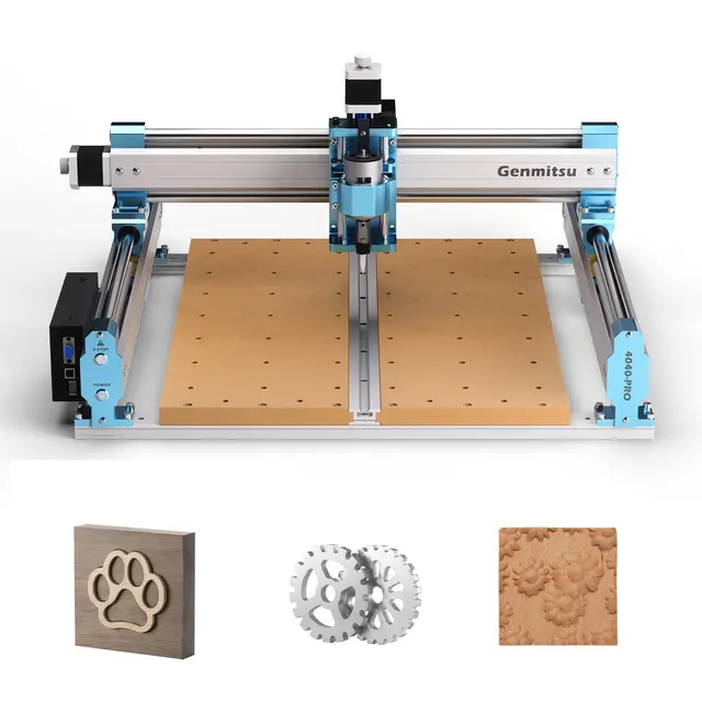 Genmitsu Máquina CNC 4040-PRO para corte de talla de nailon MDF acrílico de madera, control GRBL, máquina enrutadora CNC de 3 ejes, área de trabajo 400 x 400 x 84 mm