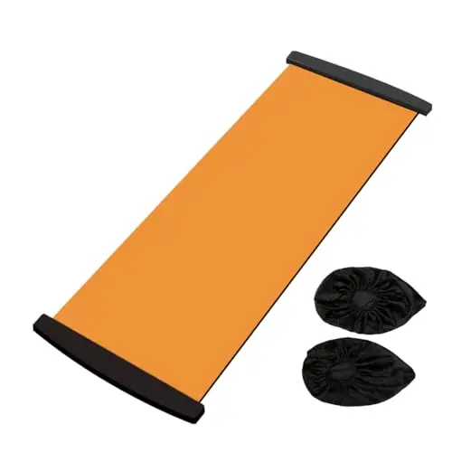 Loufy Esterilla deslizante para yoga, deportes, fitness, placa deslizante, ejercicio, correr, patinaje, entrenamiento de piernas, equipo de gimnasio, color naranja, 180 cm
