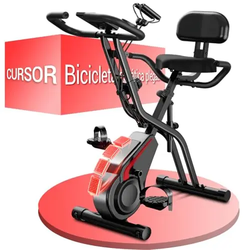 CURSOR FITNESS Bicicleta Estatica para Casa, Bicicleta Estática Silent con Resistencia Ajustable, Manillar y Sillín Ajustables, Pantalla LCD, Sillines Transpirables, para Entrenamiento Cardiovascular